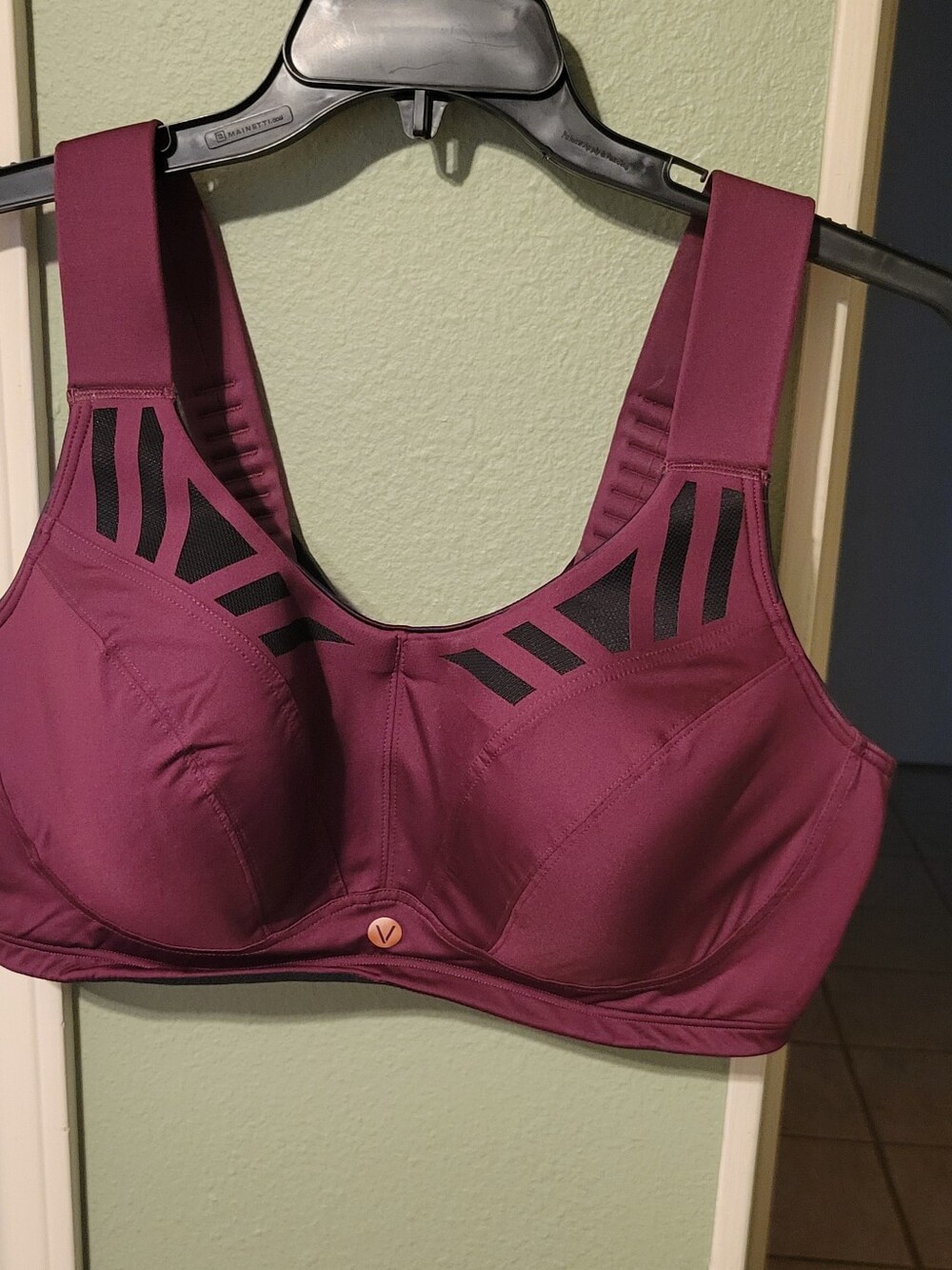 Livi Active Plum High-Support Sports Bra with Black Mesh Accents